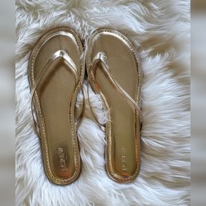 J. Crew gold flip flops